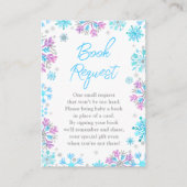 紫と青の雪片の冬のブックリクエスト エンクロージャーカード (正面)