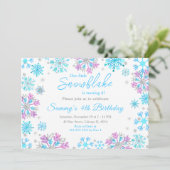 紫と青の雪片の誕生日パーティー 招待状 (スタンド正面)
