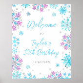 紫と青の雪片バースデーパーティーへようこそ ポスター (正面)