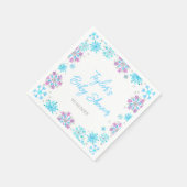 紫と青の雪片ベビーシャワー スタンダードカクテルナプキン (角)