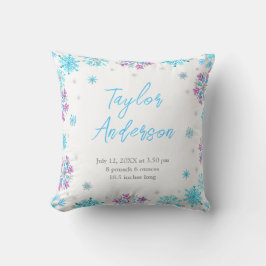 紫と青の雪片ベビー誕生統計 クッション