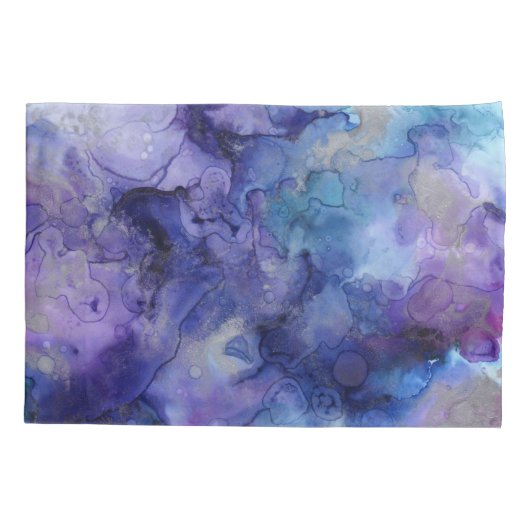 紫と青の霜降り水の色モノグラムの 枕カバー (裏面)