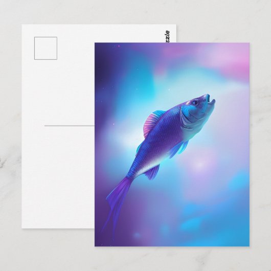紫と青の魚 ポストカード (正面/裏面)