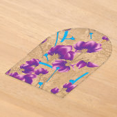 紫と青の鮮やかな花柄 アクリル招待状 (レイダウン)