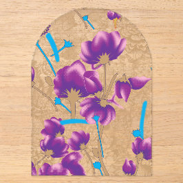 紫と青の鮮やかな花柄 アクリル招待状