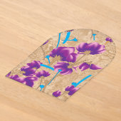 紫と青の鮮やかな花柄 アクリル招待状 (レイダウン)