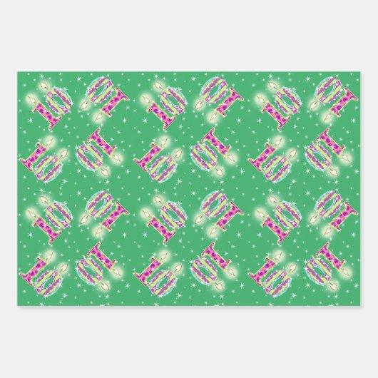 紫と青の10番目の誕生日包装紙  ラッピングペーパーシート (正面2)