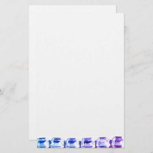 紫と青のRhinestones -ヴィンテージジュエリー 便箋 (正面/裏面)
