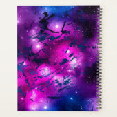 紫と青エレガントの銀河系大理石モノグラム プランナー手帳 (裏面)