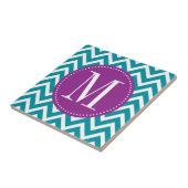 紫と青シェブロンカスタムモノグラム タイル (側面)