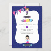 紫と青王室ののトランポリン誕生日パーティー マグネット招待状 (正面)