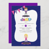 紫と青王室ののトランポリン誕生日パーティー 招待状 (正面/裏面)