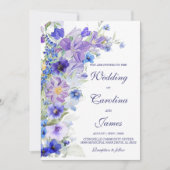 紫と青素朴の野結婚花 招待状 (正面)
