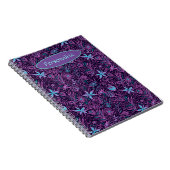 紫と青緑のトロピカルフラワー 夏のノートカスタマイズ ノートブック (右側)