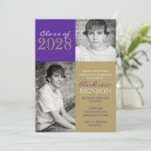 紫と青銅の金ゴールドクラシック2写真卒業 招待状 (スタンド正面)