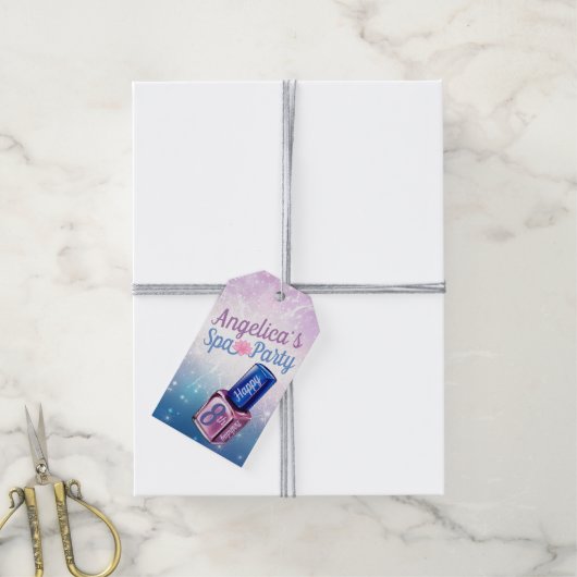 紫と青|爪、 ネイルポーランド誕生日スパパーティー ギフトタグ (より糸付き)