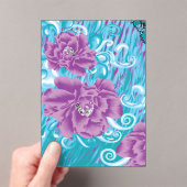 紫と鮮やかタークを使った織物デザイン アクリル招待状 (インサイチュ (ポータブル))