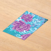 紫と鮮やかタークを使った織物デザイン アクリル招待状 (レイダウン)