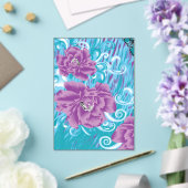 紫と鮮やかタークを使った織物デザイン アクリル招待状 (インサイチュ (ウェディング))