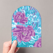 紫と鮮やかタークを使った織物デザイン アクリル招待状 (インサイチュ (ポータブル))