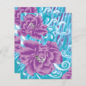 紫と鮮やかタークを使った織物デザイン エンクロージャーカード (正面/裏面)