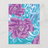 紫と鮮やかタークを使った織物デザイン エンクロージャーカード (裏面)