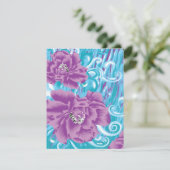 紫と鮮やかタークを使った織物デザイン エンクロージャーカード (スタンド正面)