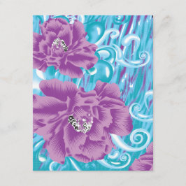 紫と鮮やかタークを使った織物デザイン エンクロージャーカード