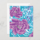 紫と鮮やかタークを使った織物デザイン シーズンポストカード (正面/裏面)