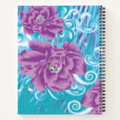 紫と鮮やかタークを使った織物デザイン ノートブック (裏面)