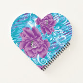 紫と鮮やかタークを使った織物デザイン ノートブック (裏面)