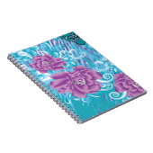 紫と鮮やかタークを使った織物デザイン ノートブック (右側)