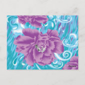 紫と鮮やかタークを使った織物デザイン ポストカード (裏面)