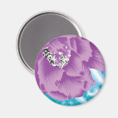 紫と鮮やかタークを使った織物デザイン マグネット (正面/裏面)