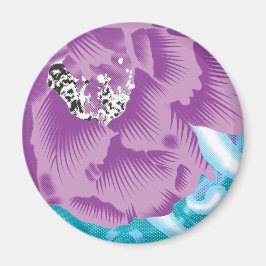 紫と鮮やかタークを使った織物デザイン マグネット