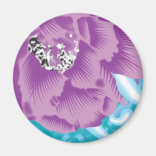 紫と鮮やかタークを使った織物デザイン マグネット (正面)