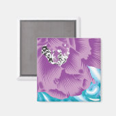 紫と鮮やかタークを使った織物デザイン マグネット (正面/裏面)