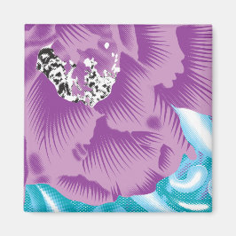 紫と鮮やかタークを使った織物デザイン マグネット