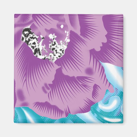 紫と鮮やかタークを使った織物デザイン マグネット (正面)