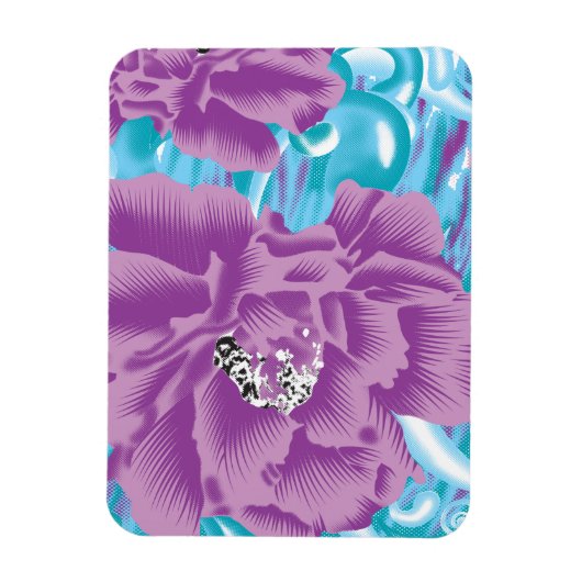 紫と鮮やかタークを使った織物デザイン マグネット (縦)