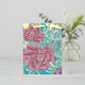 紫と鮮やかタークを使った織物デザイン 箔シーズンポストカード (立ち正面)