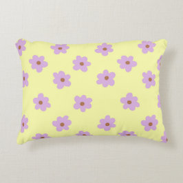 紫と黄お洒落色のフローラレトロ陽気 アクセントクッション