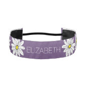 紫と黄のお洒落デイジーカスタム文字 アスレチックヘッドバンド (正面)