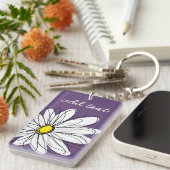 紫と黄のお洒落デイジーカスタム文字 キーホルダー (正面右)