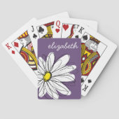 紫と黄のお洒落デイジーカスタム文字 トランプ (裏面)