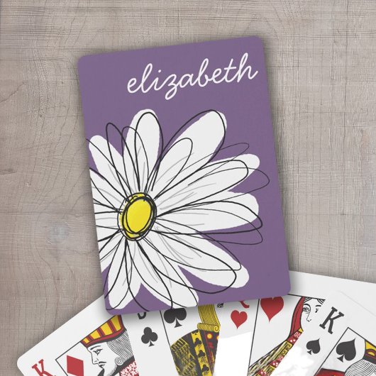 紫と黄のお洒落デイジーカスタム文字 トランプ