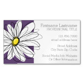 紫と黄のお洒落デイジーカスタム文字 マグネット名刺 (正面)