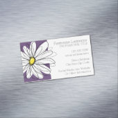 紫と黄のお洒落デイジーカスタム文字 マグネット名刺 (インサイチュ)