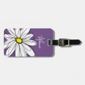 紫と黄のお洒落デイジーカスタム文字 ラゲッジタグ (正面横)