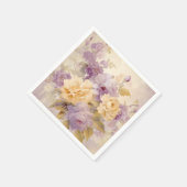 紫と黄のかわいらしフローラ花 スタンダードカクテルナプキン (角)